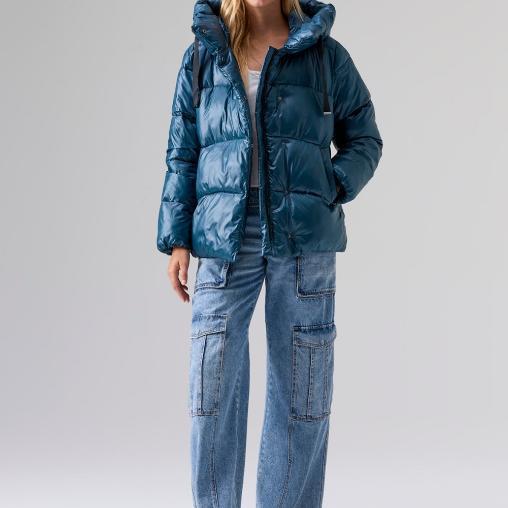 Sanctuary Debra High Shine Puffer Jacket Emerald